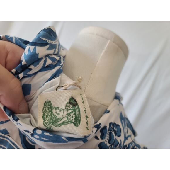 Daydress UK White Blue Hand Block Maxi Dress Medium Feminine New w Tags - Picture 6 of 8